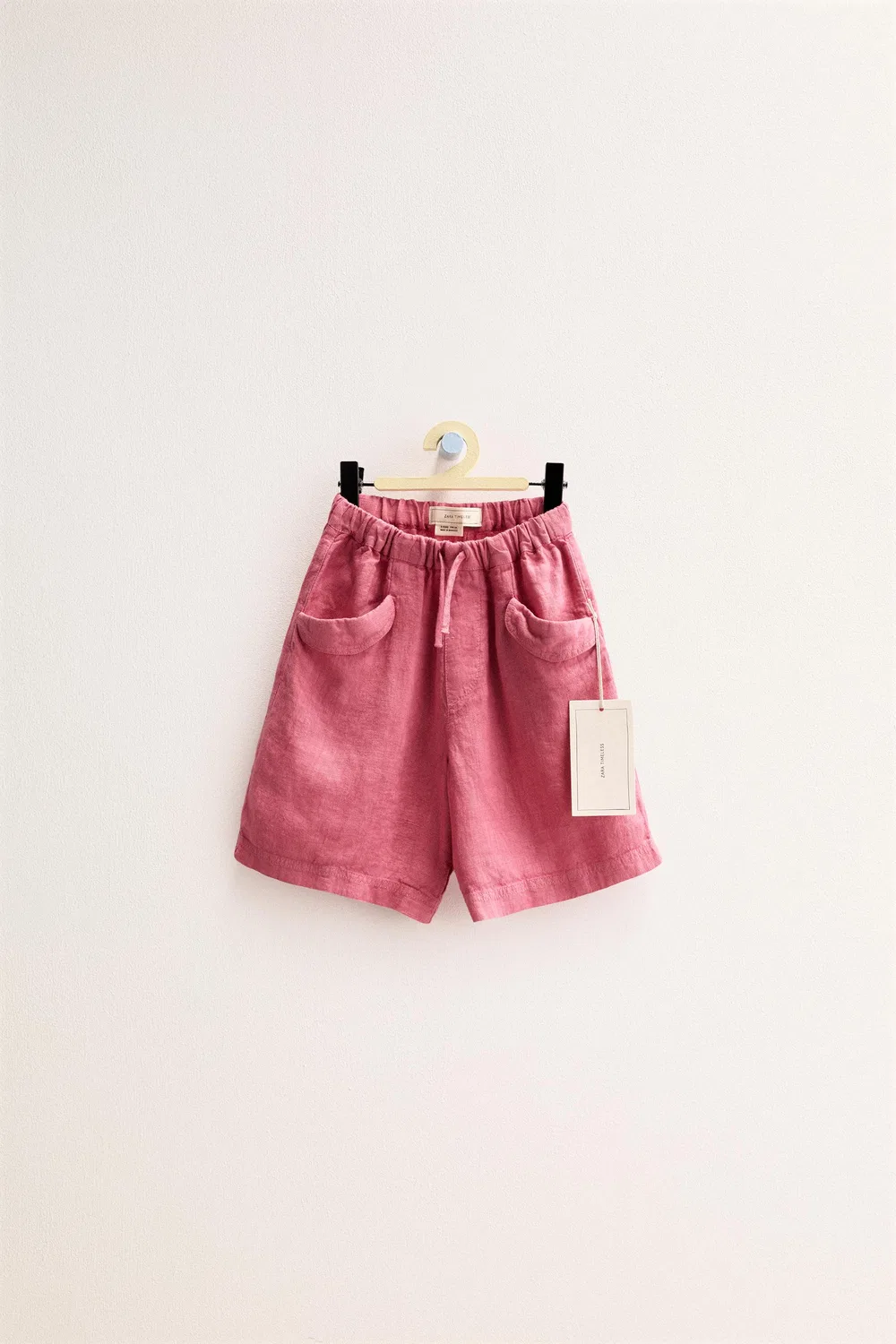 ZARA TIMELESS - Однотонные шорты-бермуды из 100% льна, Pink
