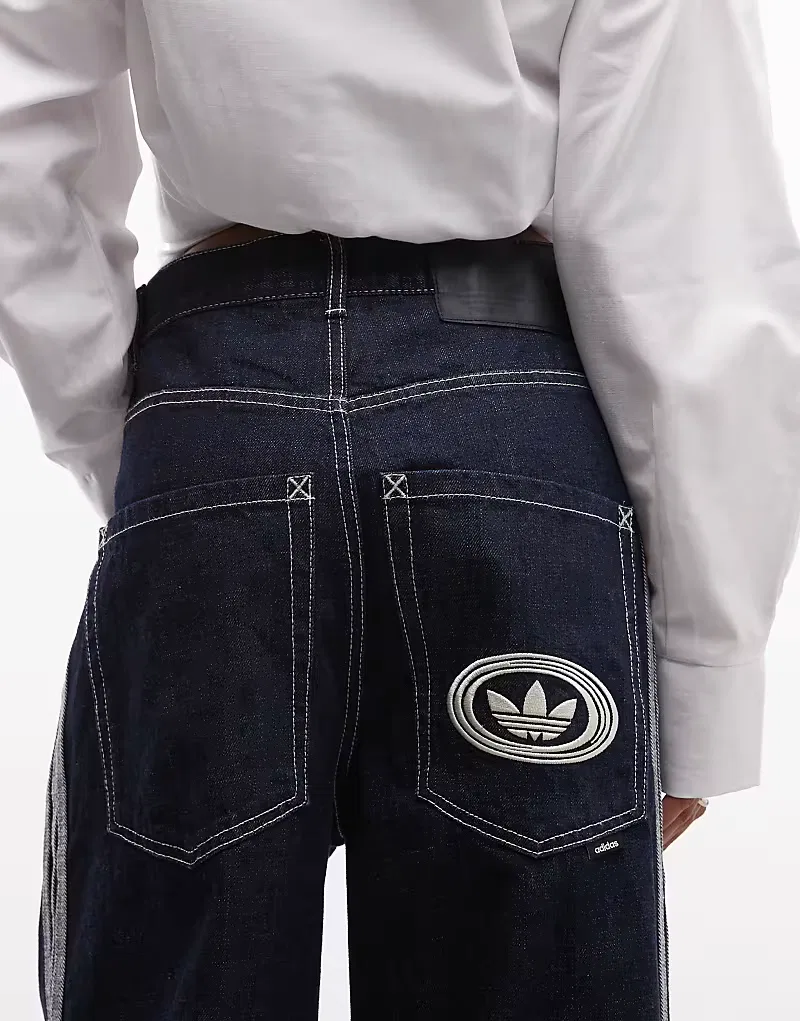 Широкие джинсы Adidas Originals, темно-синий — фото 4