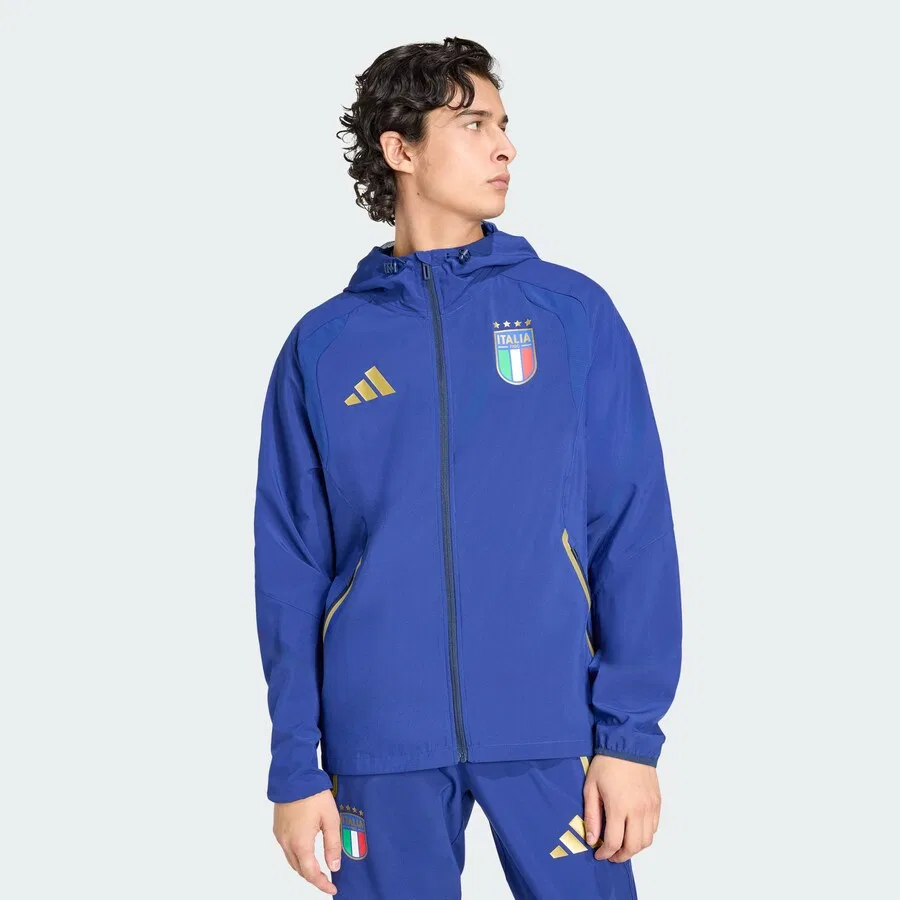 Куртка ADIDAS PERFORMANCE Between-Season Jacket 'Italy Tiro Travel Full Zip' синего цвета — фото 3