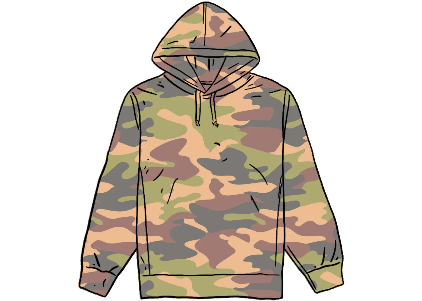 Мужской худи с камуфляжным принтом Supreme Hooded Sweatshirt (SS20), Painted Camo