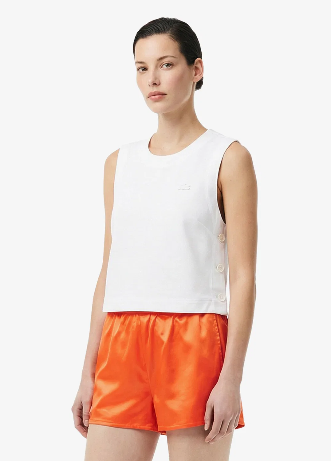 Блуза Lacoste без рукавов slim fit, белая