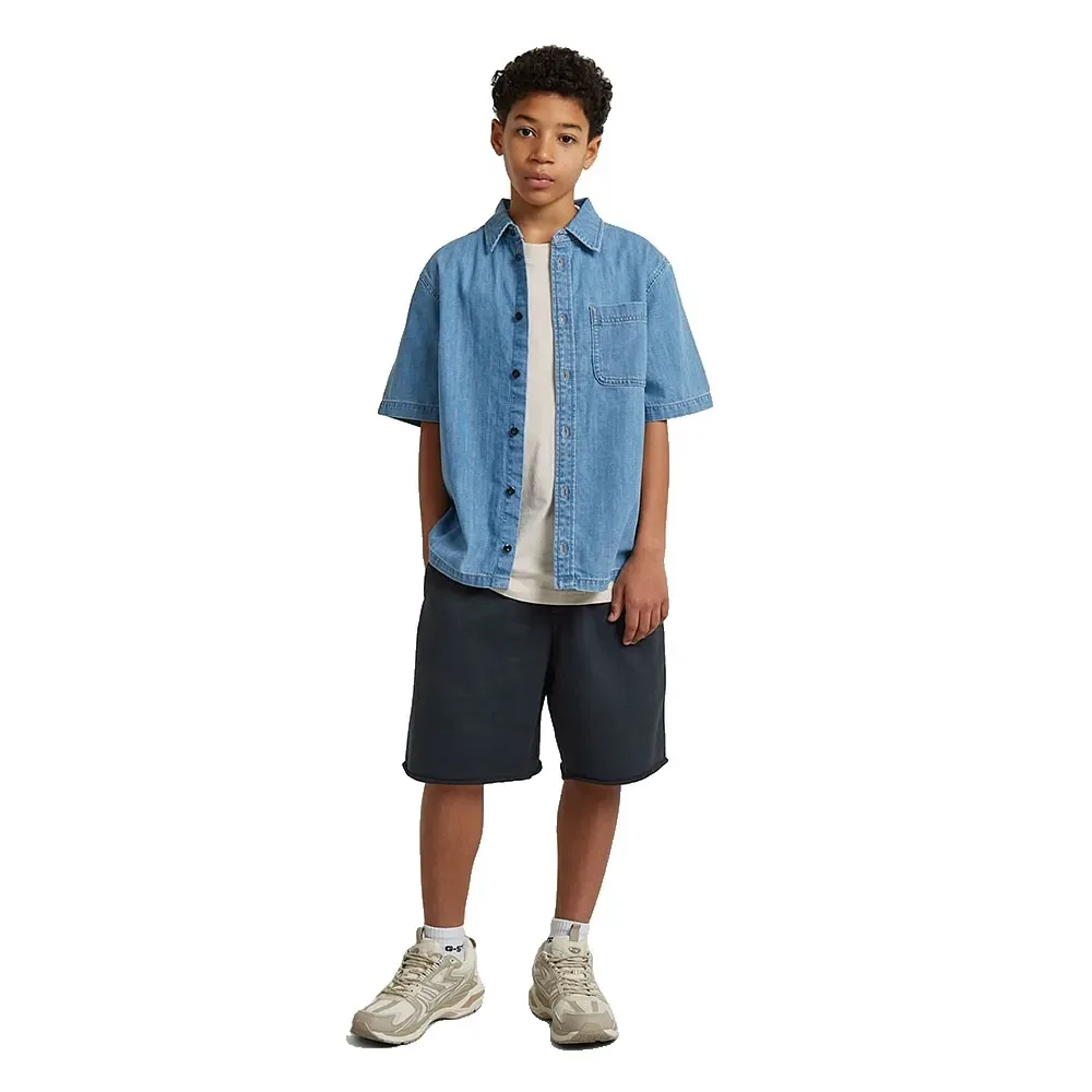 Детские шорты из футера с эластичным поясом Basic Coll Shorts G-Star, Grey — фото 4