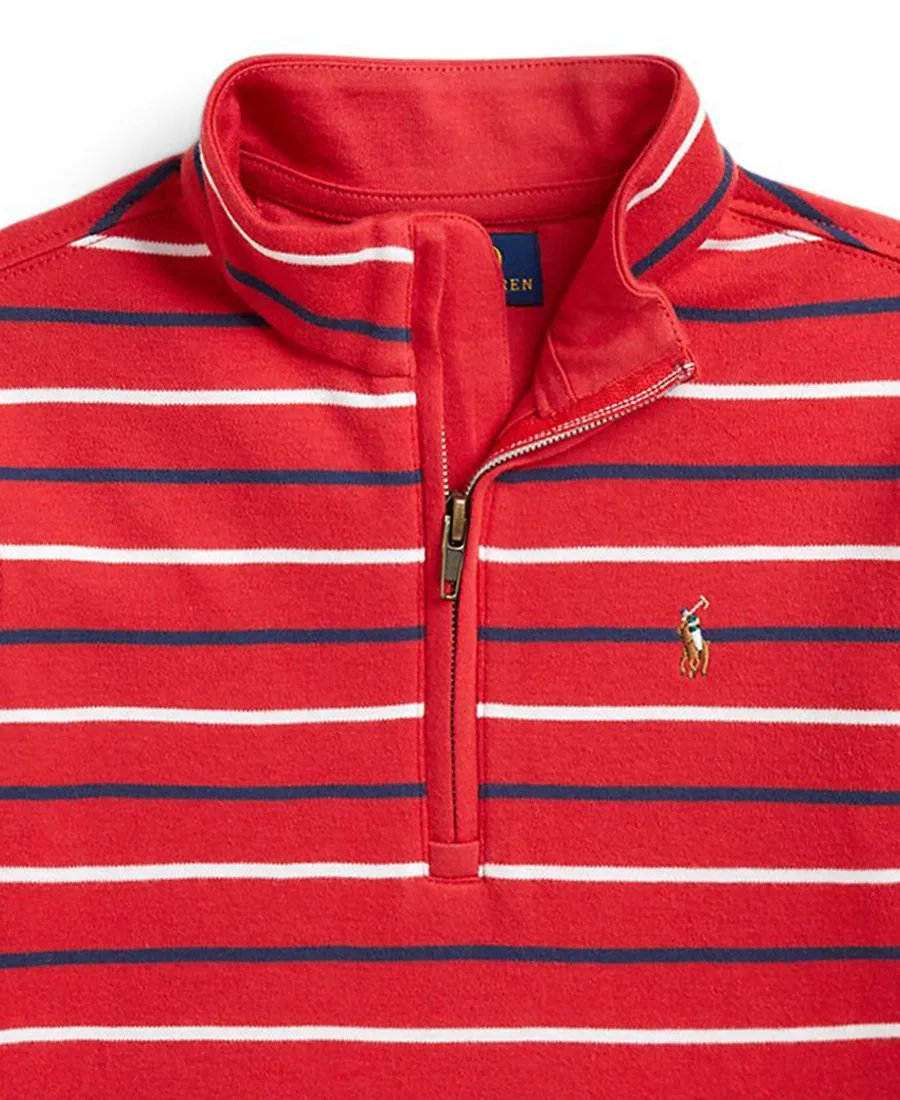 Детский свитшот с длинным рукавом Interlock Quarter-Zip Polo Ralph Lauren, Post Red Multi — фото 3