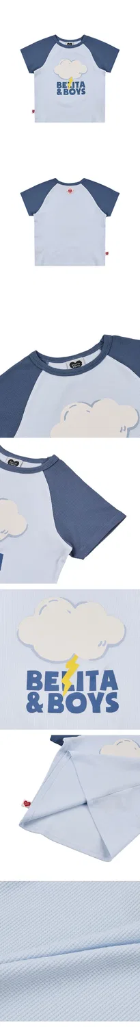 Детская светло-голубая вафельная футболка Cloud Color Block от Belita&Boys — фото 3