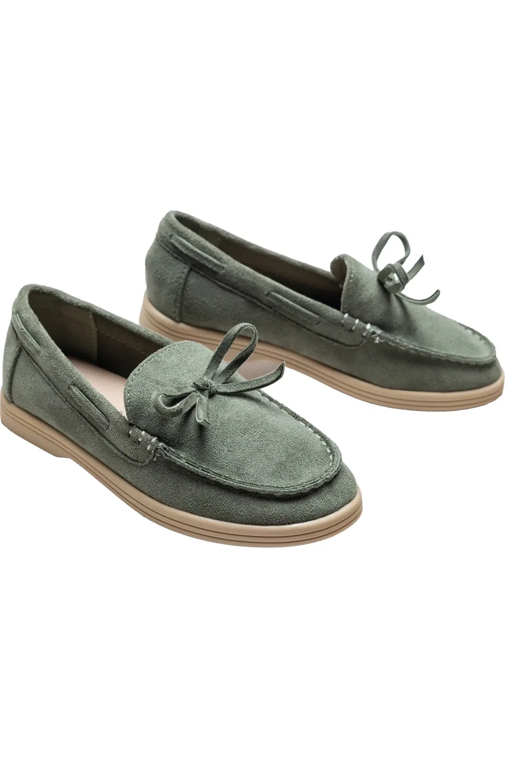 Детские туфли лоферы замшевые Moccasin MOUSTACHE, Olive Green