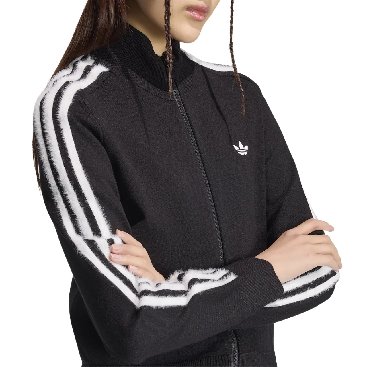 Женская куртка из трикотажа с принтом Firebird Knit Track Top adidas, Black/White — фото 4