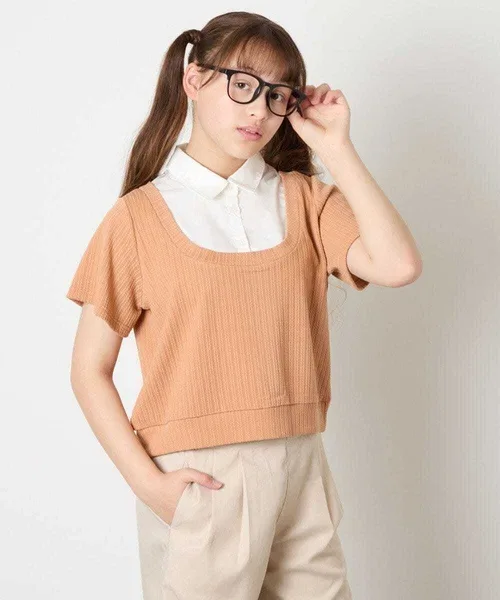 Детское лонгслив с имитацией рубашки с длинным рукавом модель Shirt Layered Knit, a.v.v, Black — фото 3