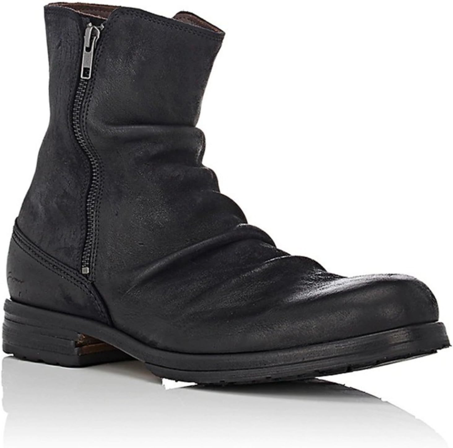 

Мужские ретро ботинки челси из натуральной состаренной кожи с боковой молнией Jingsmnx, черный