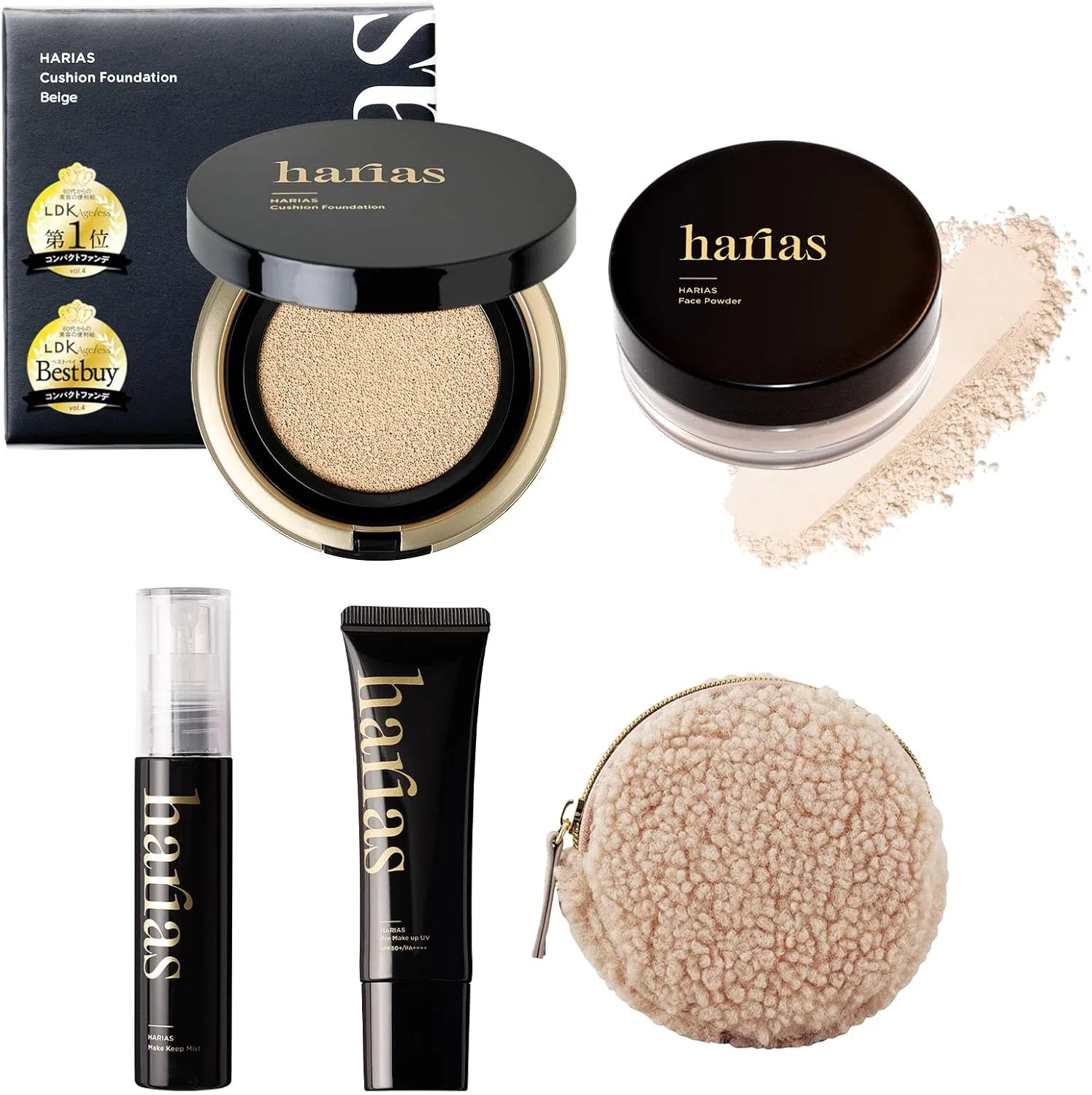 Тональная основа-подушка HARIAS с SPF50+ PA+++, 15 г, бежевый