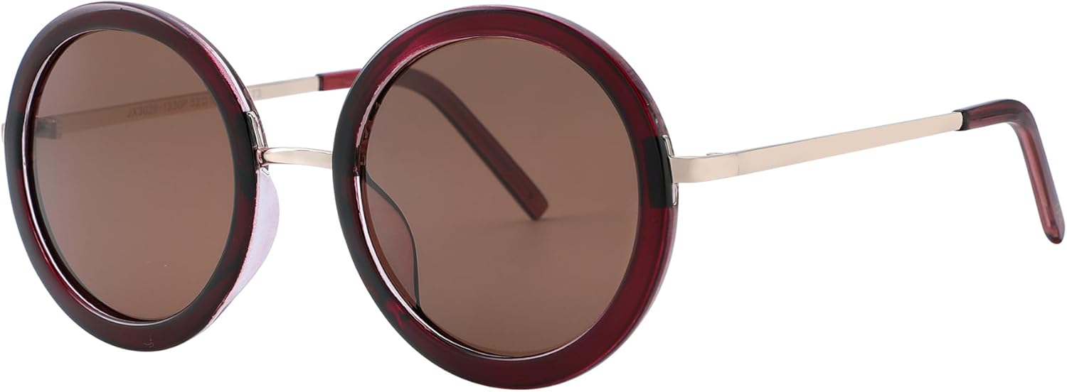 

Женские поляризованные солнцезащитные очки JOOX в стиле ретро, ​​круглые, винтажные, увеличенного размера, с линзами, обеспечивающими 100% защиту от УФ-излучения, Burgundy Gold/Brown