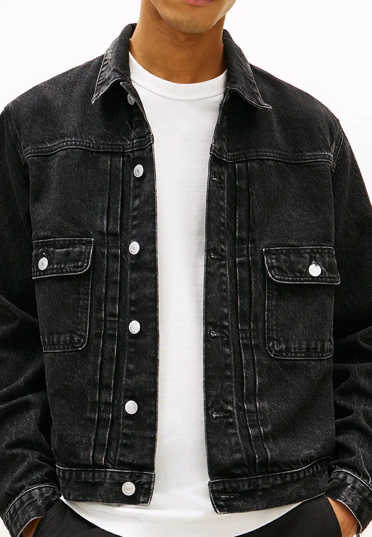 Джинсовая куртка, плиссированная, хлопок и лиоцелл, Tommy Jeans Tommy Hilfiger, черный