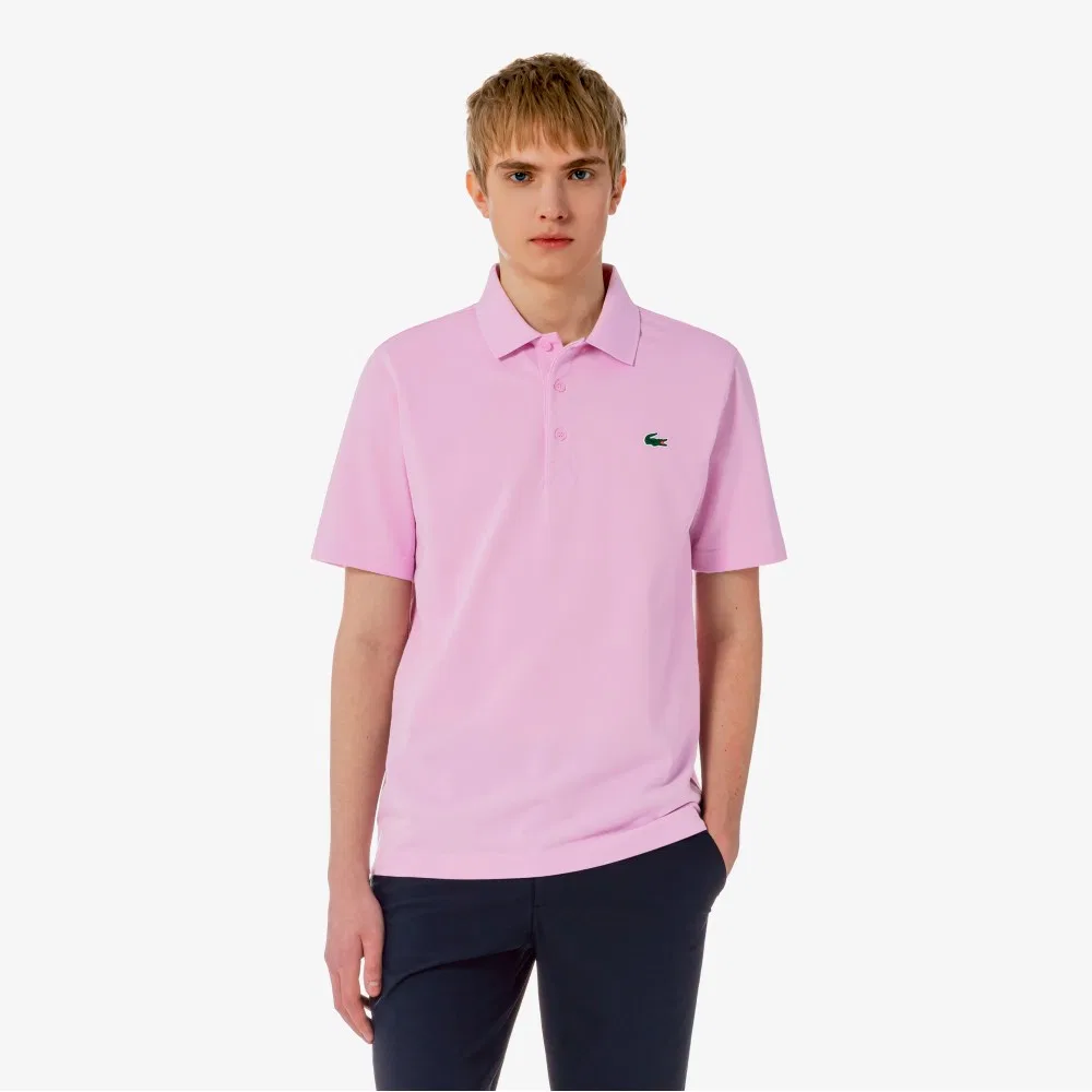 Мужская базовая футболка-поло Lacoste, розовая — фото 4