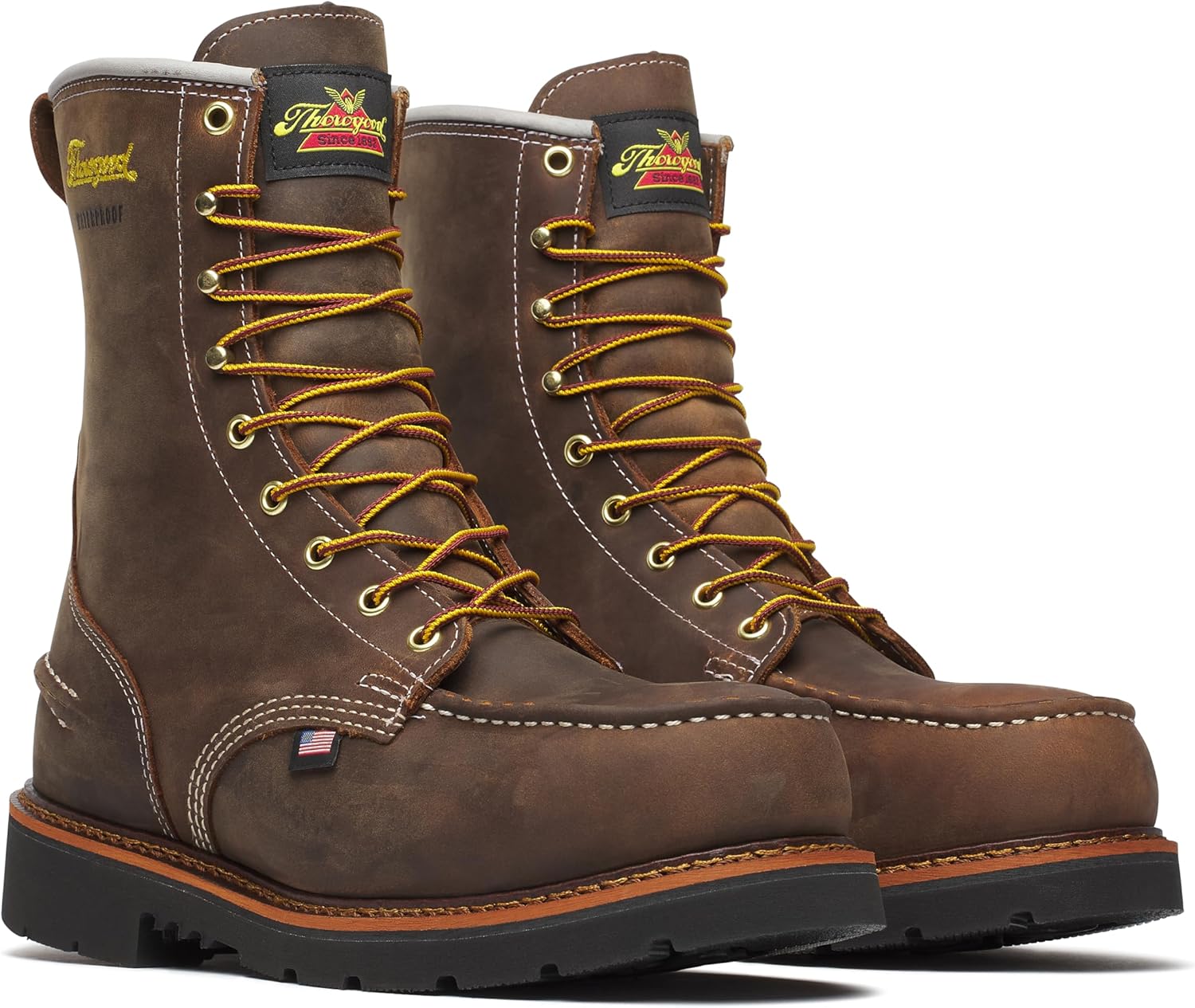 

Ботинки Thorogood серии 1957 8 с водонепроницаемым стальным носком для мужчин - из цельнозернистой кожи с мыском мокасин, противоскользящей подошвой на каблуке и мягкой стелькой; с электрозащитой (EH), 10.5 Wide Crazy Horse