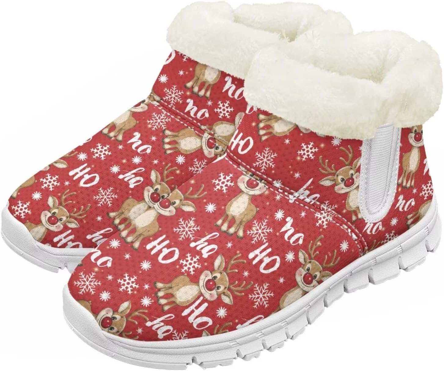 

Детские зимние сапоги для девочек, водонепроницаемые, противоскользящие, для холодной погоды, с искусственным мехом, походные ботинки Goronwyfloyd, Christmas Deer Hohoho