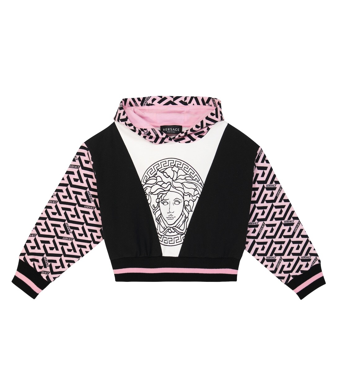 

Худи из хлопкового джерси с принтом Versace, розовый