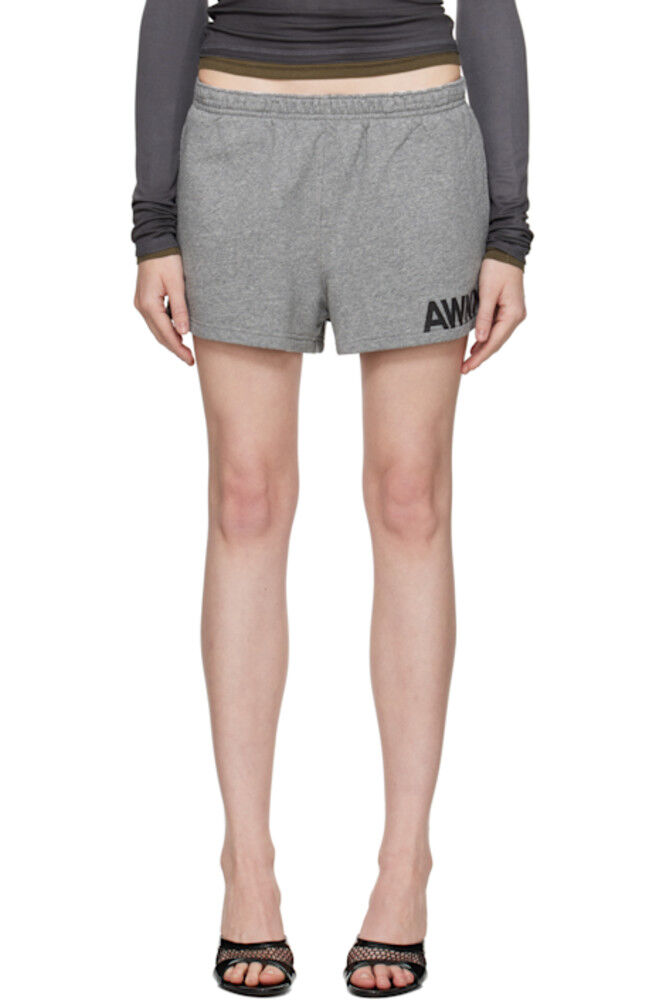 

Серые хлопковые шорты для бега с логотипом alexanderwang.t