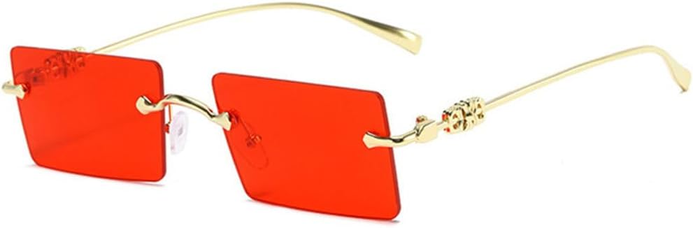 

Винтажные солнцезащитные очки без оправы квадратной формы для женщин, прямоугольные солнцезащитные очки, модные женские очки в маленькой оправе с зеркальными линзами generic, Red