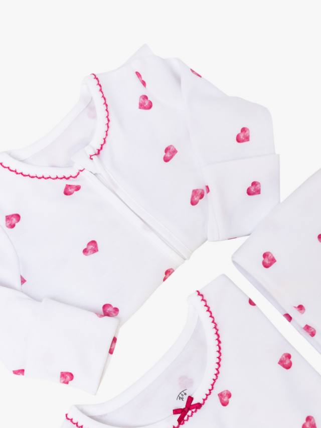 Детский комбинезон для сна из бамбука и хлопка с розовыми сердечками Rosa & Blue, White — фото 2