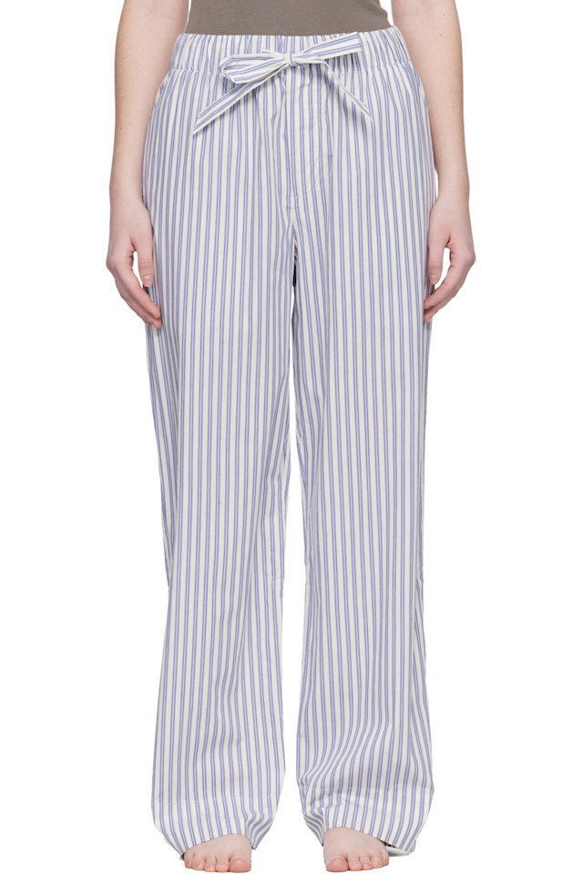 

Tekla Пижамные штаны из белого и синего поплина