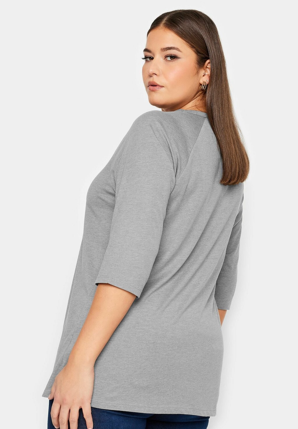 

Футболка с длинным рукавом Eyelet Yours Clothing, светло-серая