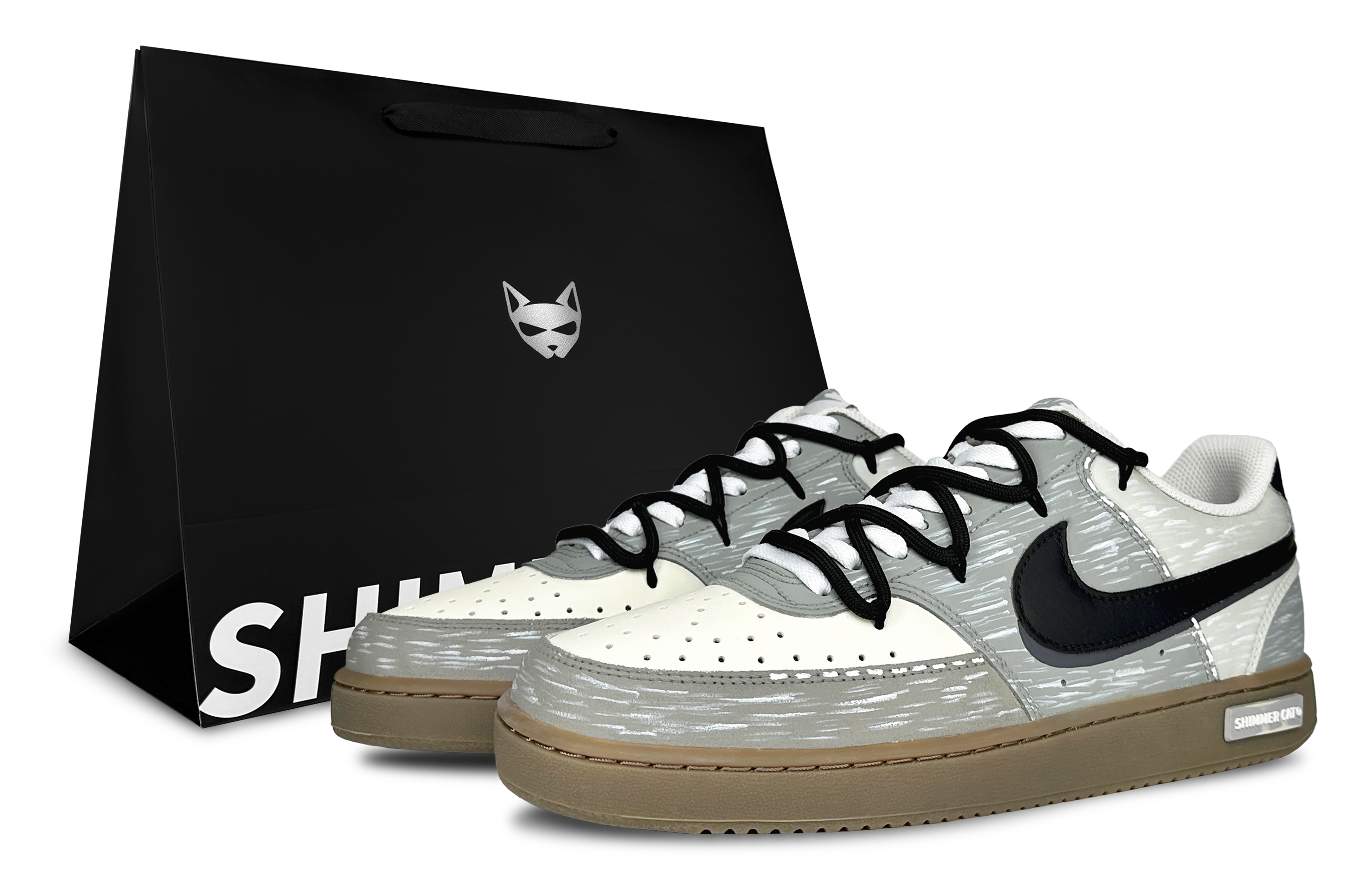 

Nike Court Vision Gray Tone, Shimmery Cat, Gift Enjoyment Abrasion Resistant Low top Skateboard Shoes Unisex Gray