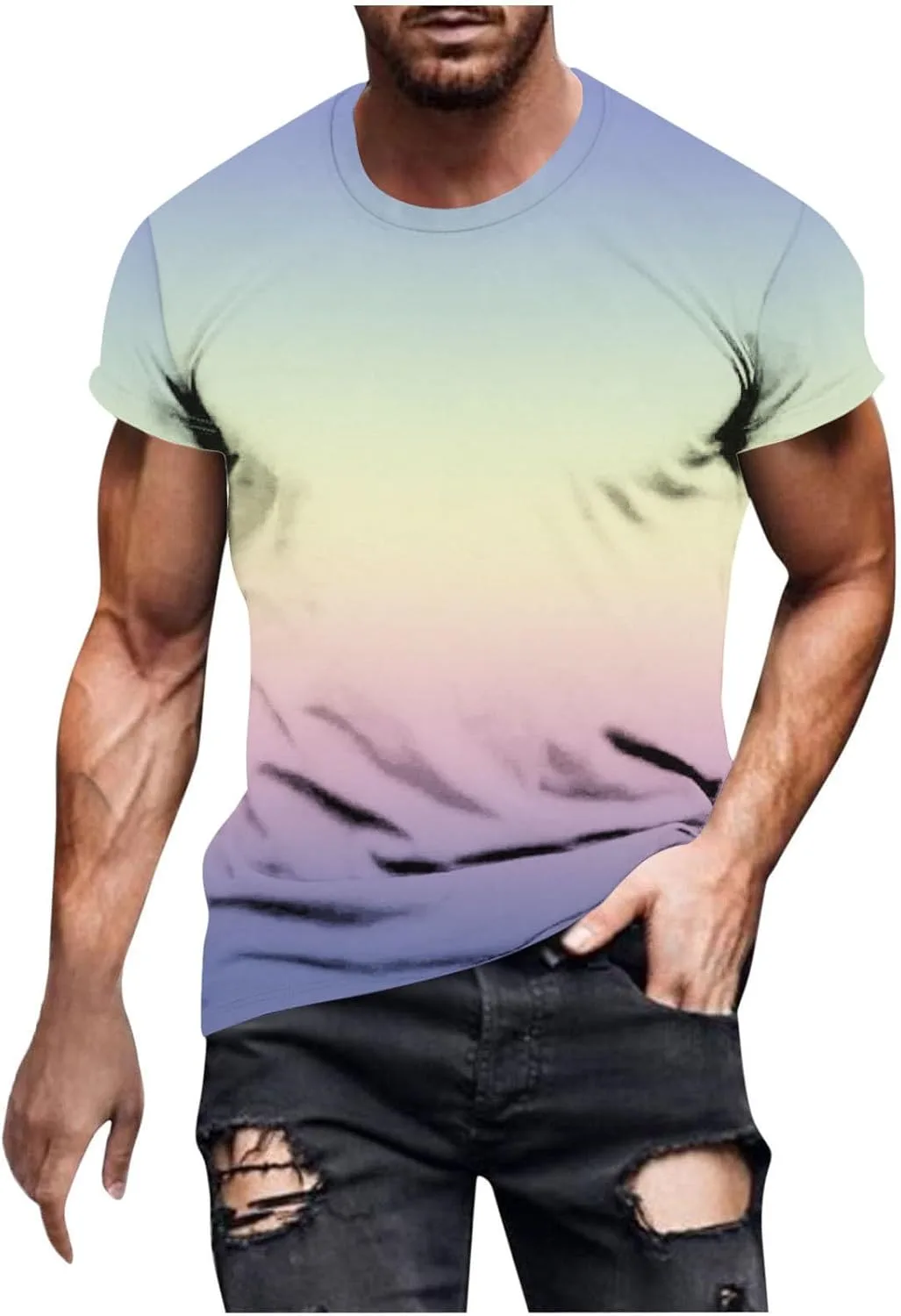 

Мужская футболка с коротким рукавом Quick Dry Ombre для спорта Xiaojmake