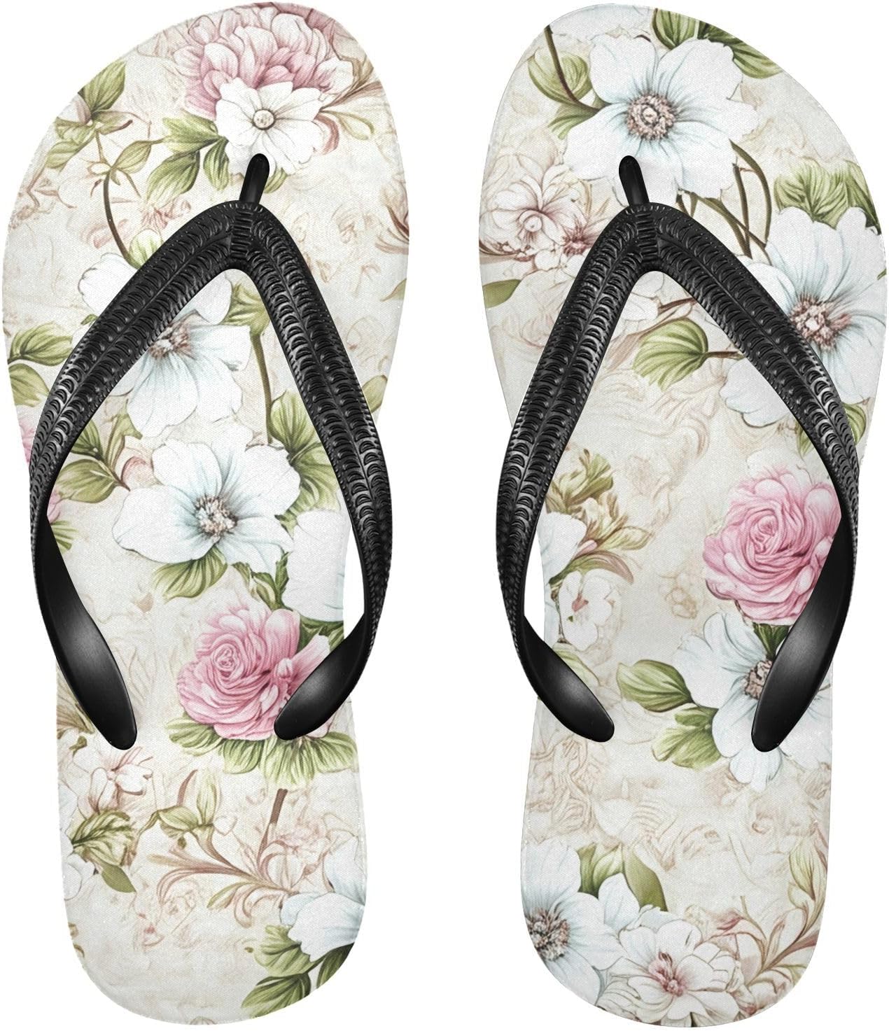 

Мужские пляжные шлепанцы с розовой анемоной, бежевый, резиновые, с противоскользящей подошвой, летние тапочки для душа и прогулок Sinestour