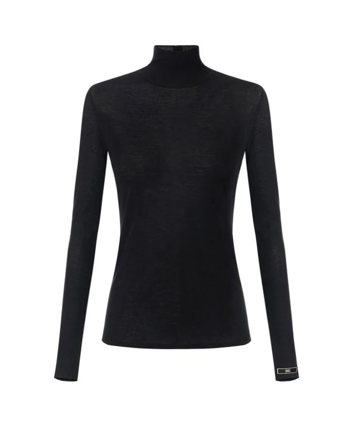 

Трикотажный топ с вышивкой в стиле нижнего белья. Elisabetta Franchi, черный