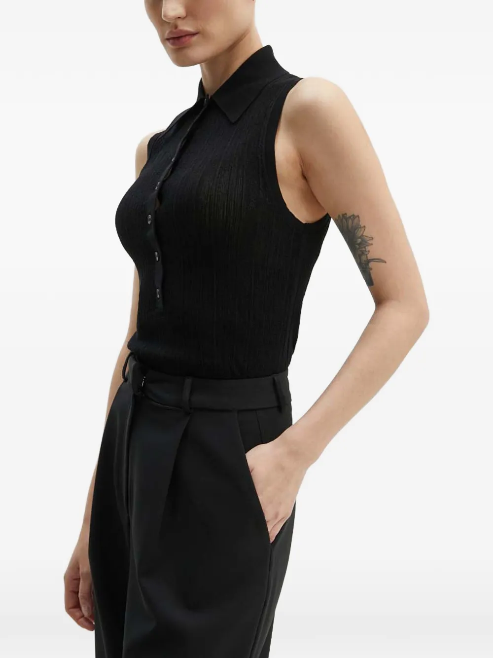 

Топ поло с воротником на пуговицах A.L.C., черный