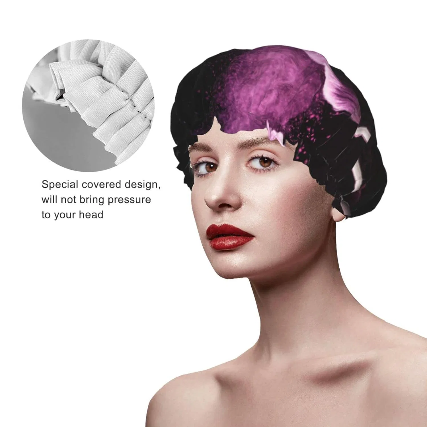 Шапочка для душа с принтом Purple Brush, Oudrspo, водонепроницаемая — фото 4