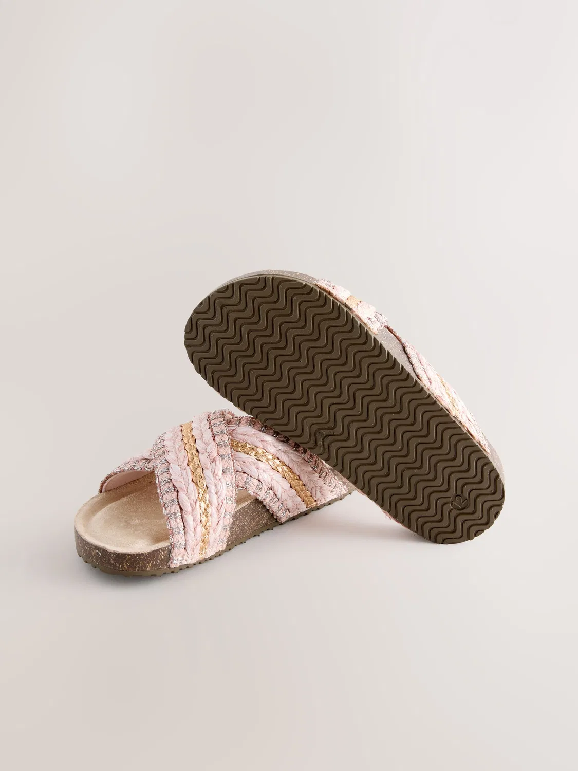 Сандалии на пробковой подошве Pink Slip On Corkbed Sandals Next, розовый — фото 2
