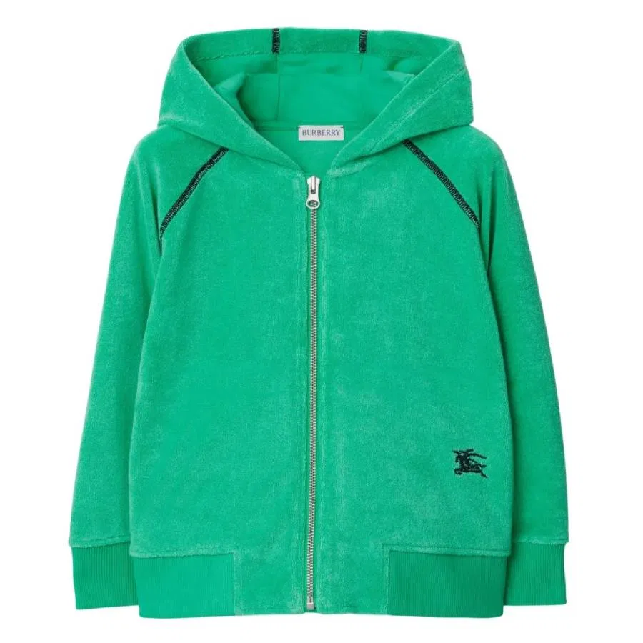 Худи-молния детское из махровой ткани Timmy Towelling Zip Hoodie Burberry, Bright Jade