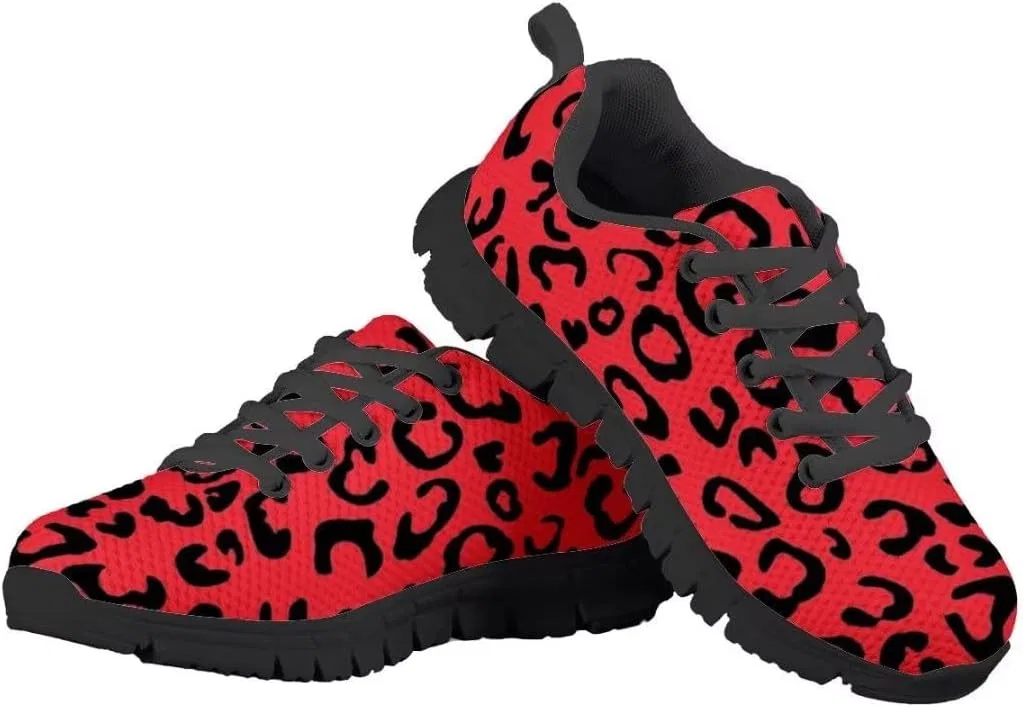 Детские кроссовки для девочек и мальчиков с принтом леопарда Dellukee, Leopard Red — фото 3