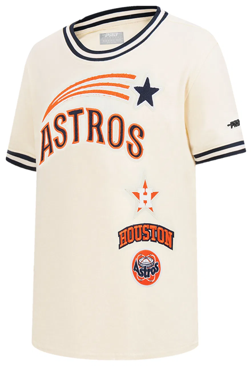 Футболка для мальчиков Retro Classic Striped Rib Pro Standard Houston Astros, цвет Eggshell/Midnight Navy — фото 3