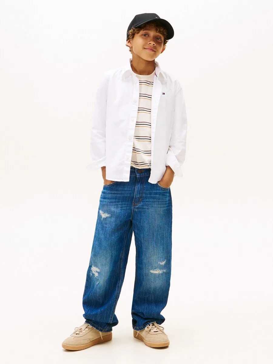 Рубашка на пуговицах TOMMY HILFIGER прямого кроя, модель 'Essential Regular Fit Button-down', белого цвета — фото 4