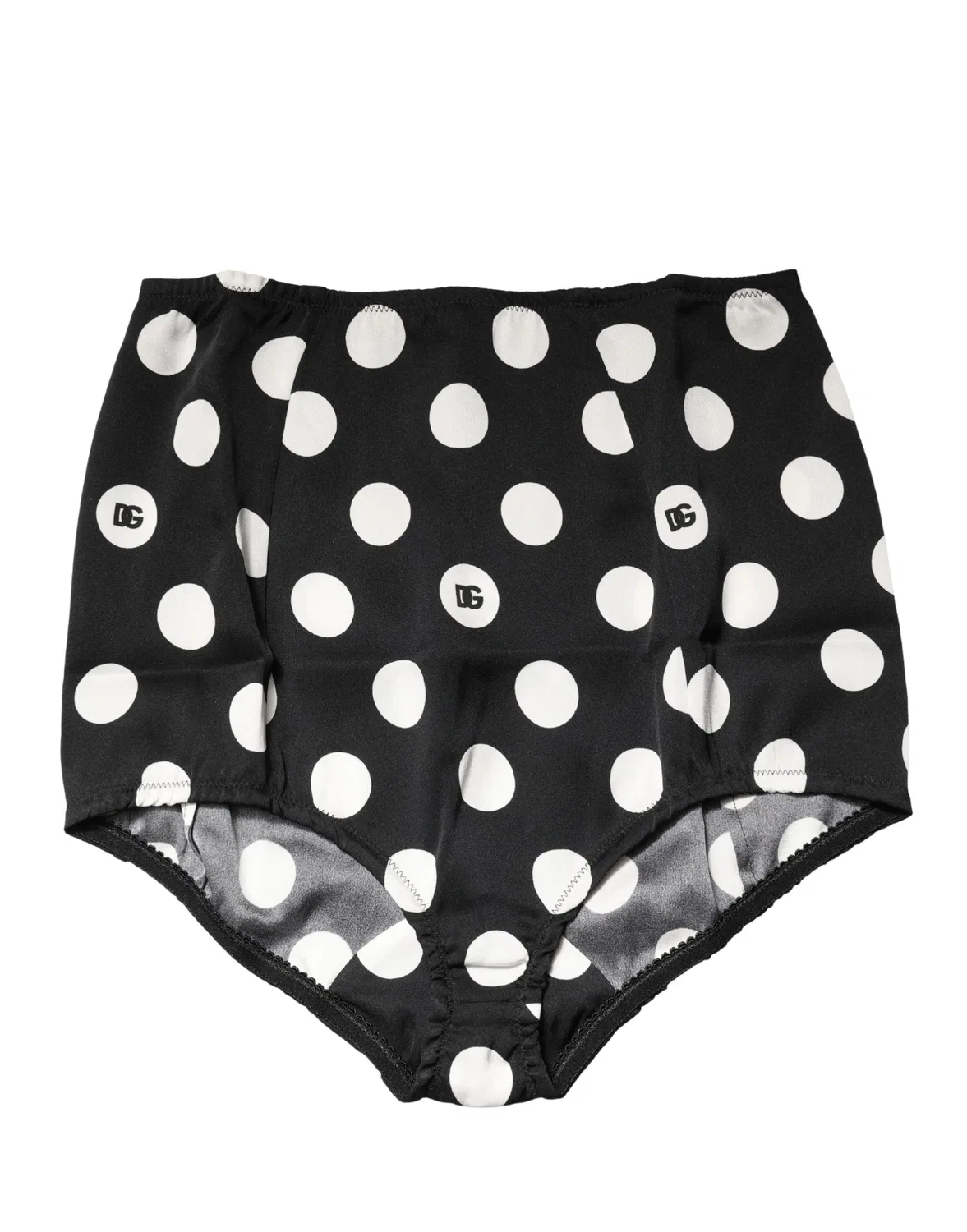 Женские корректирующие трусы с высокой посадкой в горошек High Waist Girdle Dolce & Gabbana, Black with White Polka Dots — фото 2