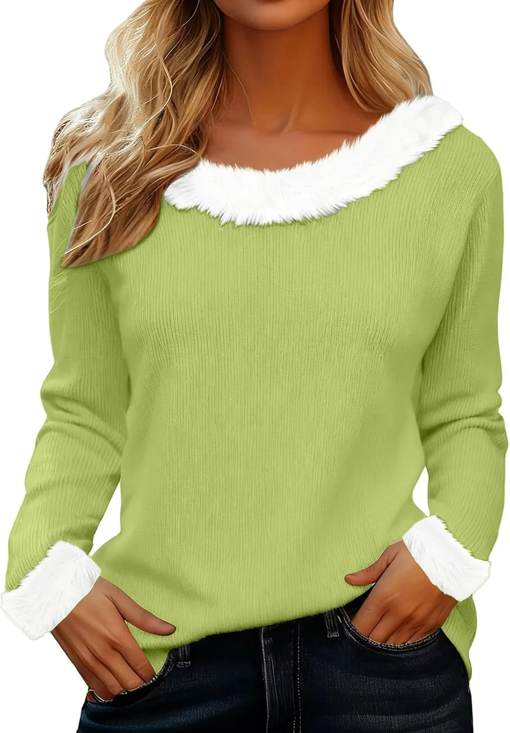 Женский свитшот с принтом Ugly Christmas Sweatshirts, зелёный