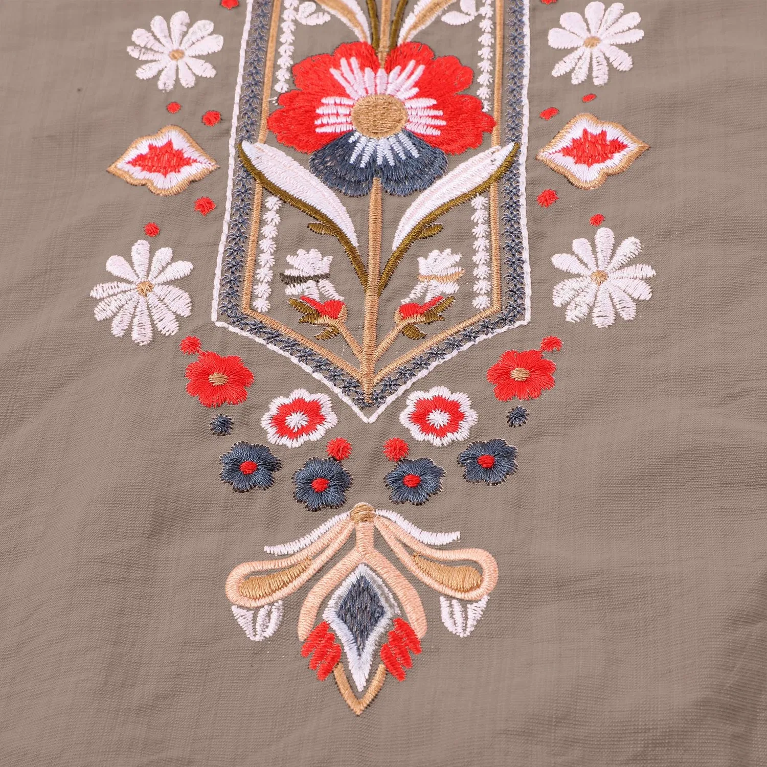 Женская блуза с принтом Women Linen Shirt 3/4 Sleeves Casual Vintage Floral Embroidery Print Chinese Shirts Summer Boho Tops Comfortable Blouses for Women, Z06-khaki — фото 4