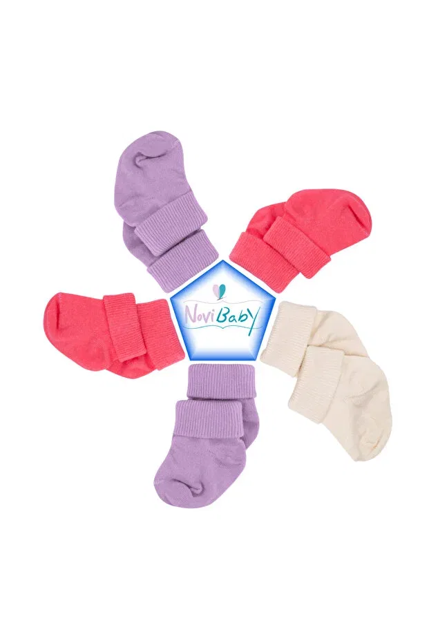 Детские носки для новорожденных из бамбука набор 5 пар Basics Novibaby, Pinky Rose — фото 3