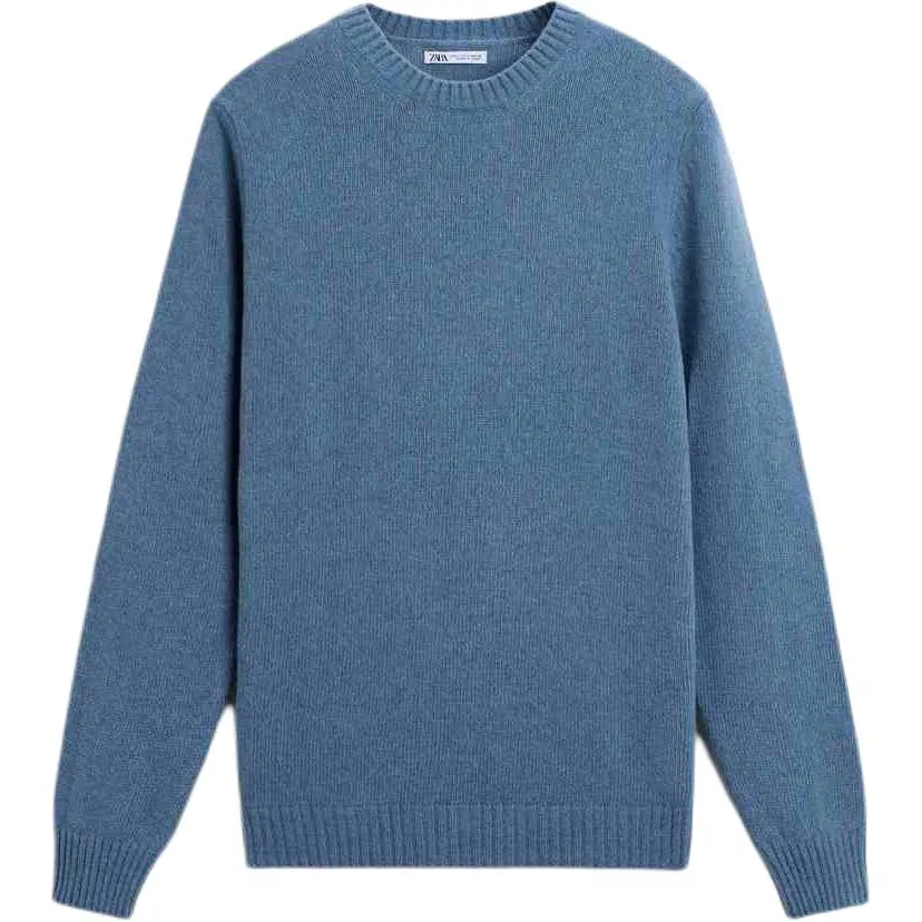 Мужской свитер с круглым вырезом ZARA, Medium Green — фото 3