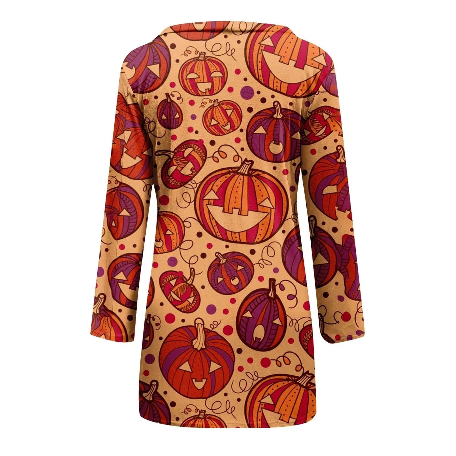 Женский кардиган с принтом Costume di Halloween, motivo zucca con pipistrello, 1-arancione — фото 4