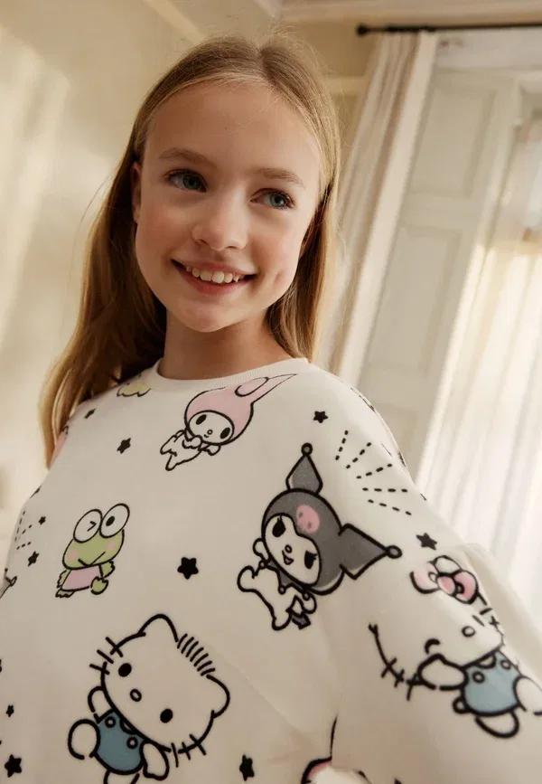 Пижамный комплект с принтом Hello Kitty Regular fit Next, ecru, экрю — фото 3