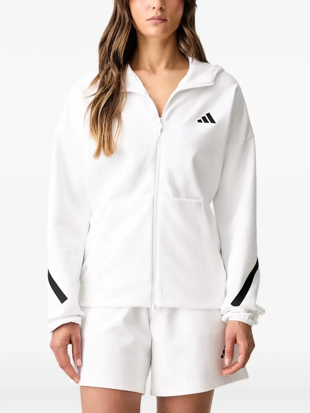Толстовка на молнии с логотипом Adidas, белый
