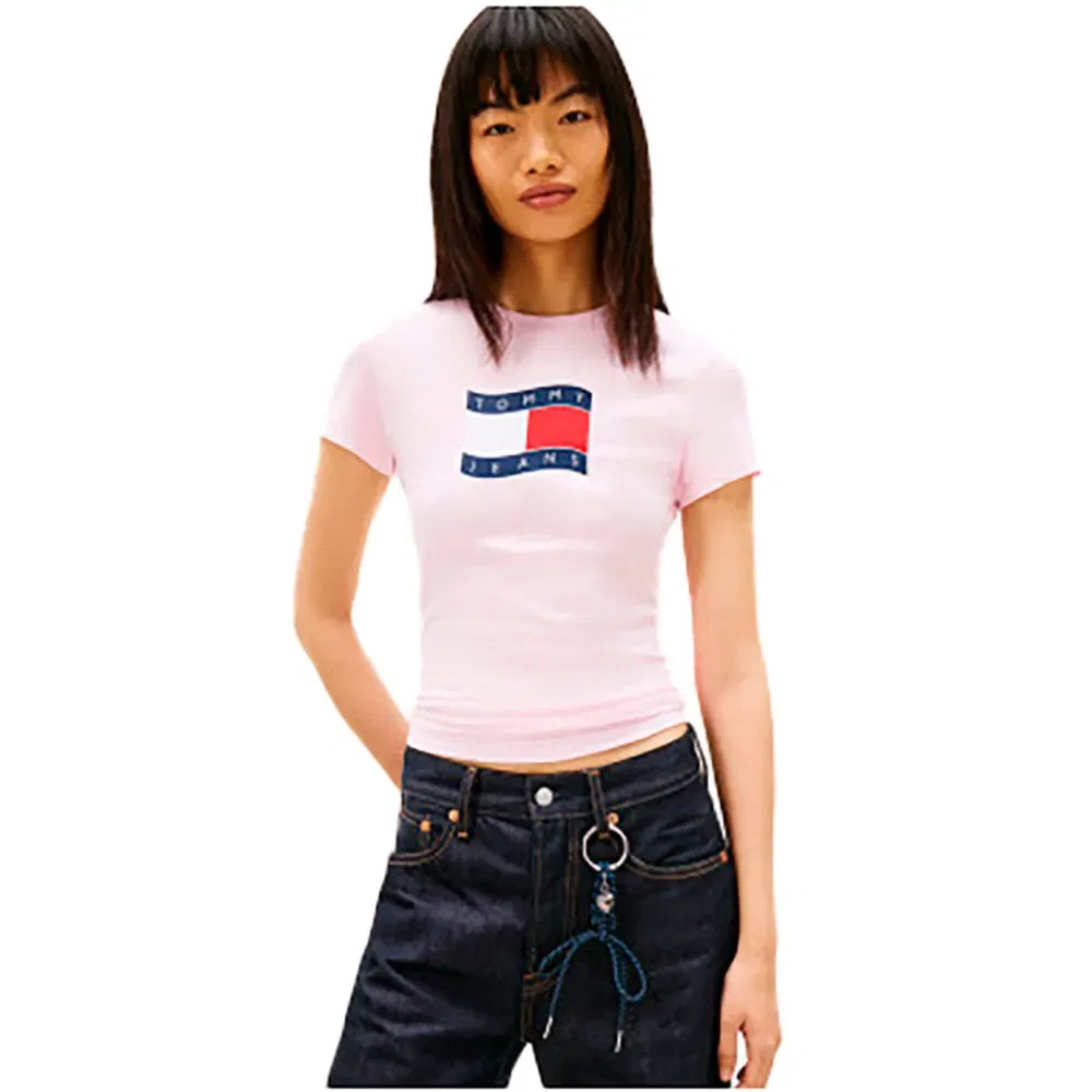 Женская футболка с принтом Tommy hilfiger, Pink