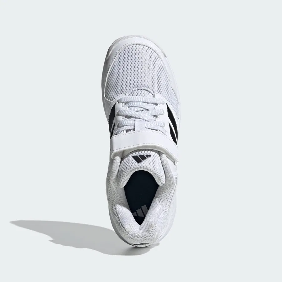 Кроссовки детские с липучкой и шнурками Speedcourt Indoor Shoes adidas, Бело-черный — фото 4