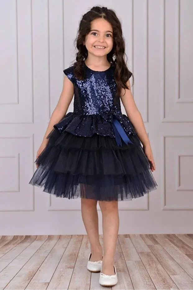 Детское платье для девочек хлопковое Esmacamoda, Navy Blue — фото 2