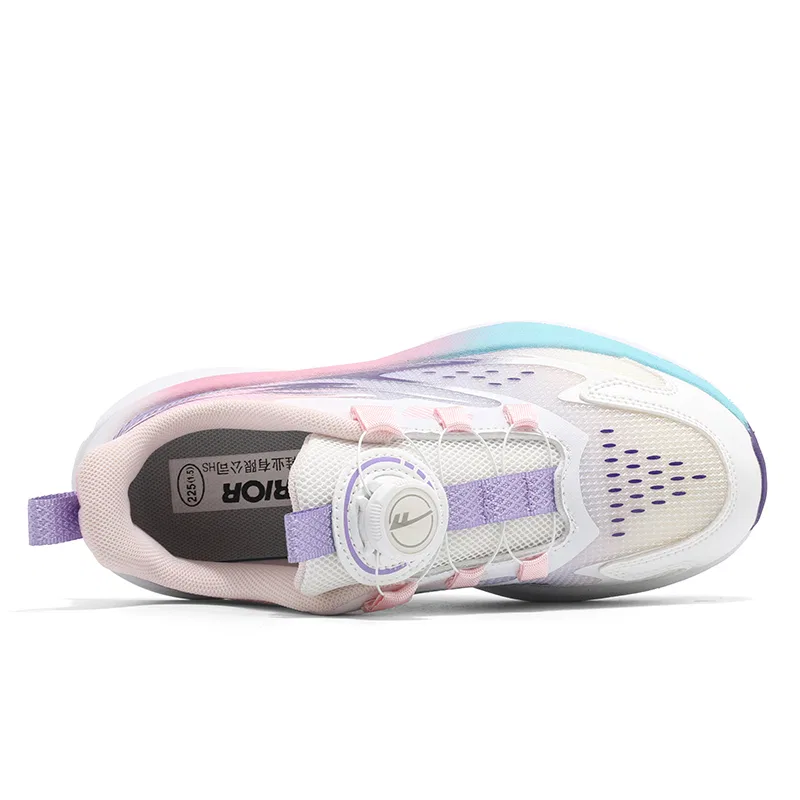 Детские кроссовки для мальчиков и девочек с синтетической кожей WARRIOR, Beige White Purple Pink — фото 4