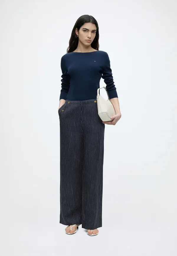 Брюки с ленточной полоской Linen nautical stripe wideleg Tommy Hilfiger, темно-синий — фото 2