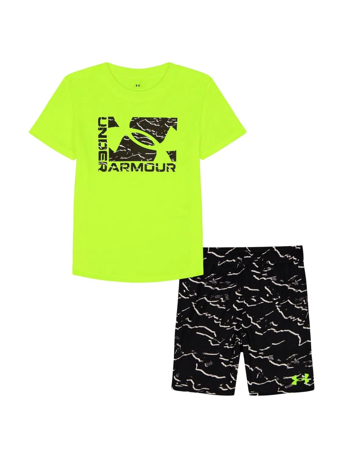 Спортивный комплект Tech Printed Short Sleeve T-Shirt and Shorts Set Under Armour, желтый