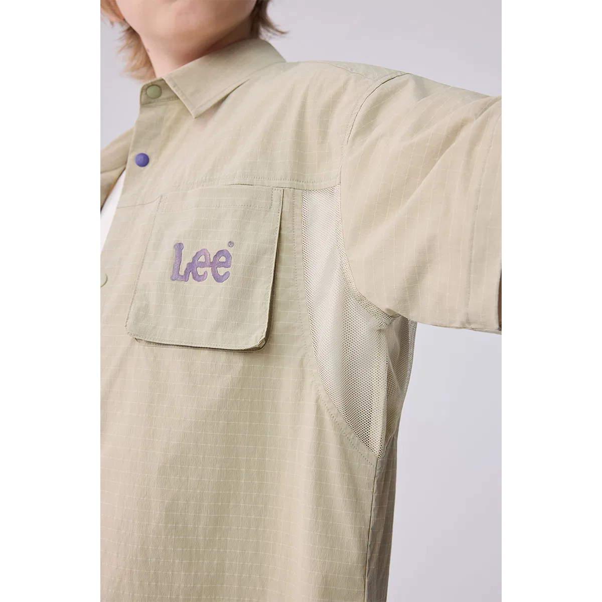 Детская рубашка повседневная с отложным воротником Lee, Khaki — фото 4